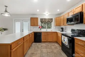 Spacious kitchen with generous countertop