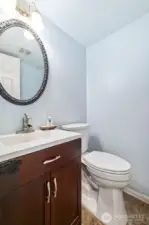 Updated half bath on the main level.