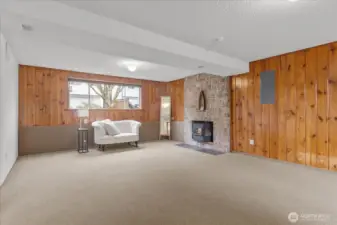 Spacious lower-level rec room.