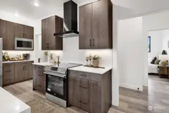 Beautiful kitchen undercounter lighting,Becko appliances.