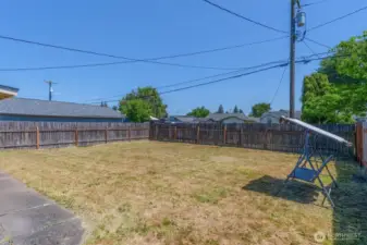 Fenced Back Yard with Gate to Alley