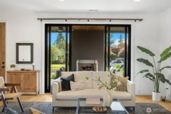 ...east-facing sliding glass door to the covered deck.