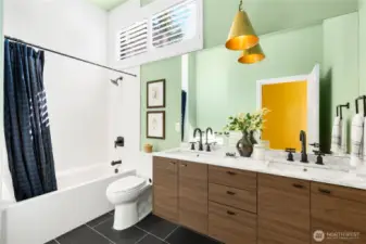 Remastered upper level full bathroom.