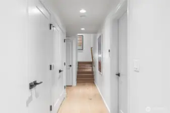 Lower level hallway and mudroom to drop off your coats and shoes.