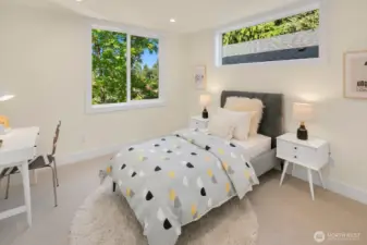 One or two additional bedrooms on the second level of the home.