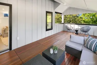This is the covered deck on the top level of the home.