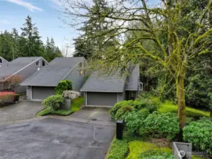Surrounded by deep, wooded greenbelt and wrapped in privacy, the 1985-built, two-story offers timeless style accented by vaulted ceilings and open spaces