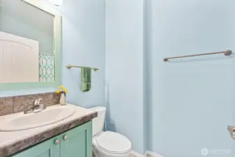 Main Bath with shower/tub combo.