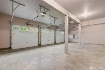Spacious three car garage.