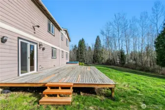 Expansive deck off of the great room kitchen/ family room area.