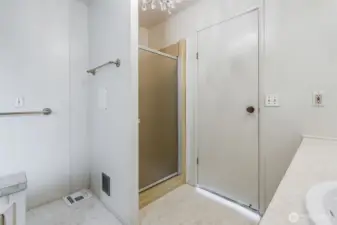 The primary bath also has a separate shower!