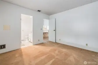 The second bedroom has an access door to the 3/4 bathroom.