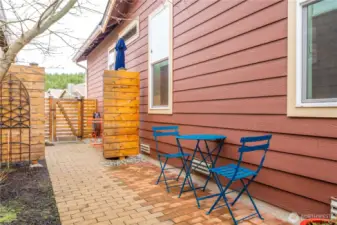 Extensive pavers and thoughtfully planted (wait until Spring!).