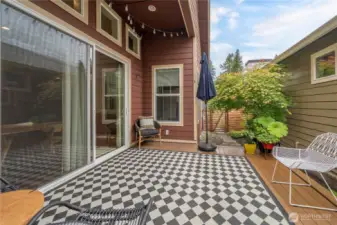 Huge Trex deck, covered area and SW exposure.  Very private and fully fenced.