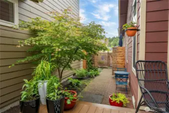Extensive pavers and thoughtfully planted.