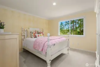 Of three additional bedrooms, each have large closets, including this one, an ensuite, with its own bath and walk-in closet.