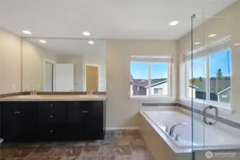 Five Piece Bathroom with Soaking Tub, Large Closet