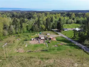 Another aerial view of the property shows how close you are to the straits. Discovery trail parking lot across the road on the lower right hand corner.