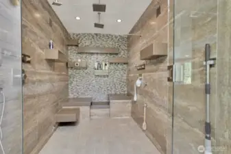 HUGE steam shower with multiple shower heads