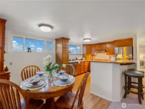 The kitchen has the sought-after efficient workflow with a lot of counter space to work.