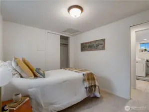 The bedrooms have convenient access to the bathroom/laundry room.