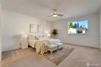 Primary suite with double closets (staging has been removed)