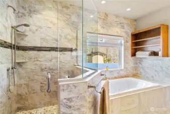 Walk-in shower and jetted tub