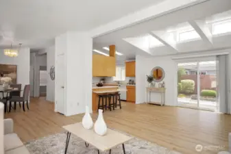 Open concept space for eating table.