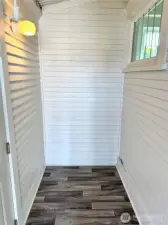 Nook between house and garage.