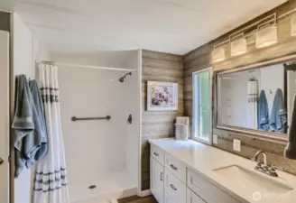 Full sized shower.