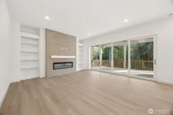 Great Room w/ built-in shelving