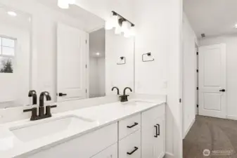 Jack and Jill bathroom connects two of the bedrooms