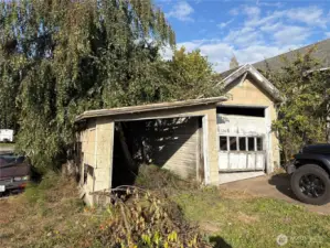 Garage with tree growing out of it