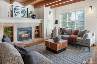 Cozy gas fireplace