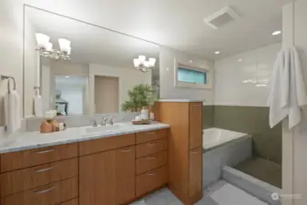 Primary Bath has a tub, and separate shower plus water closet.