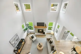 2-story family room from 2nd story bridge