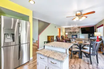 Kitchen view of Dining Area and Family Room