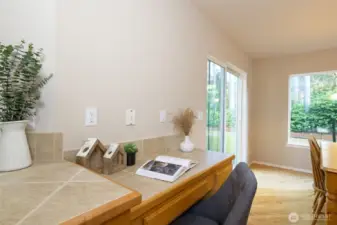 Desk area in the kitchen.