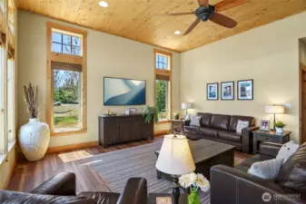 Living room, abundant windows