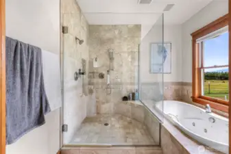 Walk in shower and the soaking tub in the Master Suite...watch the mountains glow from your relaxing bath