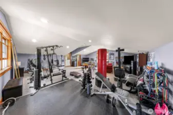 Check out the gym over the garage