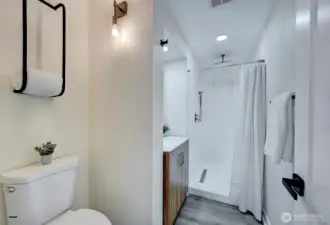 3/4 bath on main floor (connected to bedroom/office)