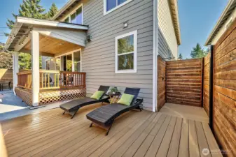 Outdoor shower and deck area are great post sauna time