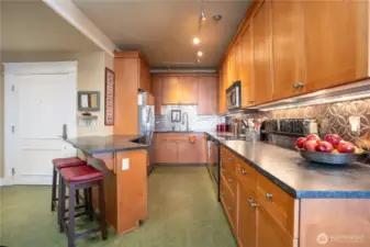 Inviting kitchen with bar seating