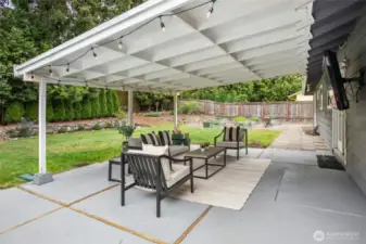 Freshly painted concrete patio.