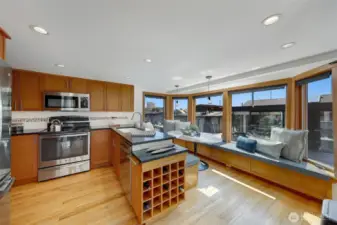 This is one of the best kitchens we've seen!  The views are awesome and can be enjoyed while your guests are hanging out