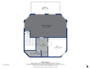 Upstairs level Floor Plan ...note the only living space upstairs is the Primary Bedroom and Bath.