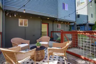 This outdoor space is a luxury in a townhome, and is ready for summer hangs!