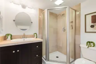 Lower level with separate entrance offers the  possibility for short term rental income RIGHT  NOW, easy upside potential as a full ADU, or  retain for a secondary rec room/home  theater + private bedroom.