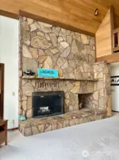 Massive local rock fireplace